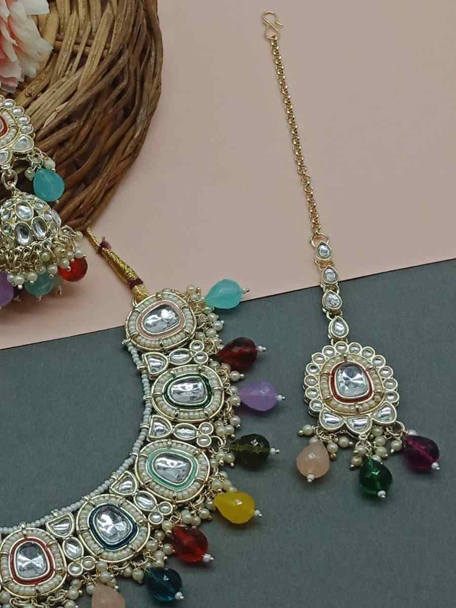 Multi Alloy Metal Festival Wear Kundan Necklace