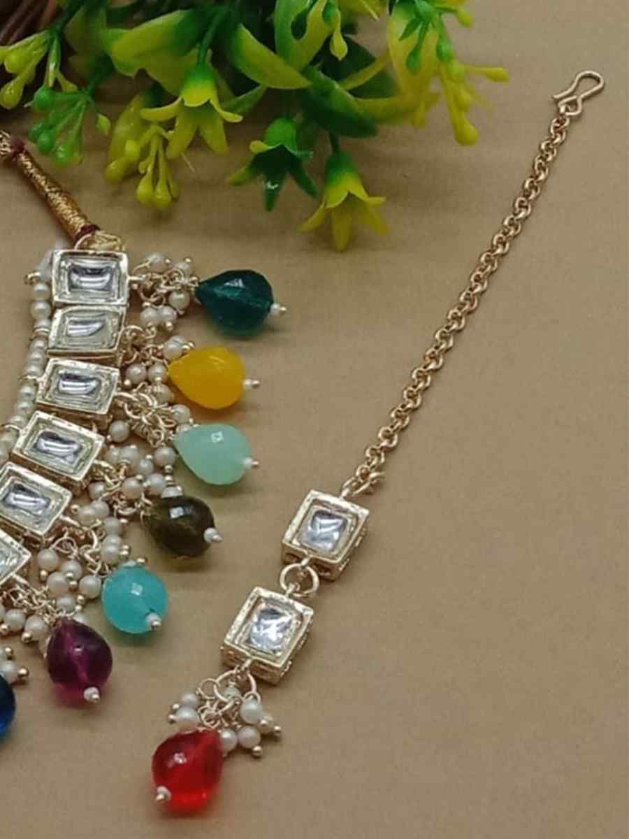 Multi Alloy Metal Festival Wear Kundan Necklace