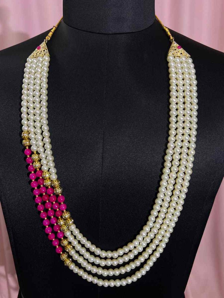 Multi Alloy Moti Groom&#039;s Wedding Wear Pearls Necklace