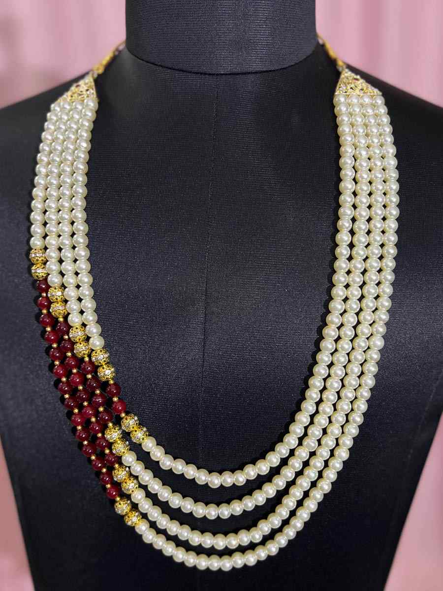 Multi Alloy Moti Groom's Wedding Wear Pearls Necklace