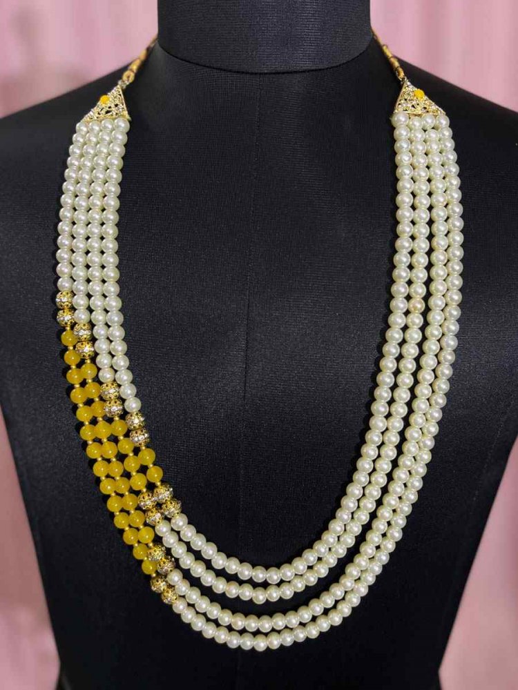 Multi Alloy Moti Groom&#039;s Wedding Wear Pearls Necklace