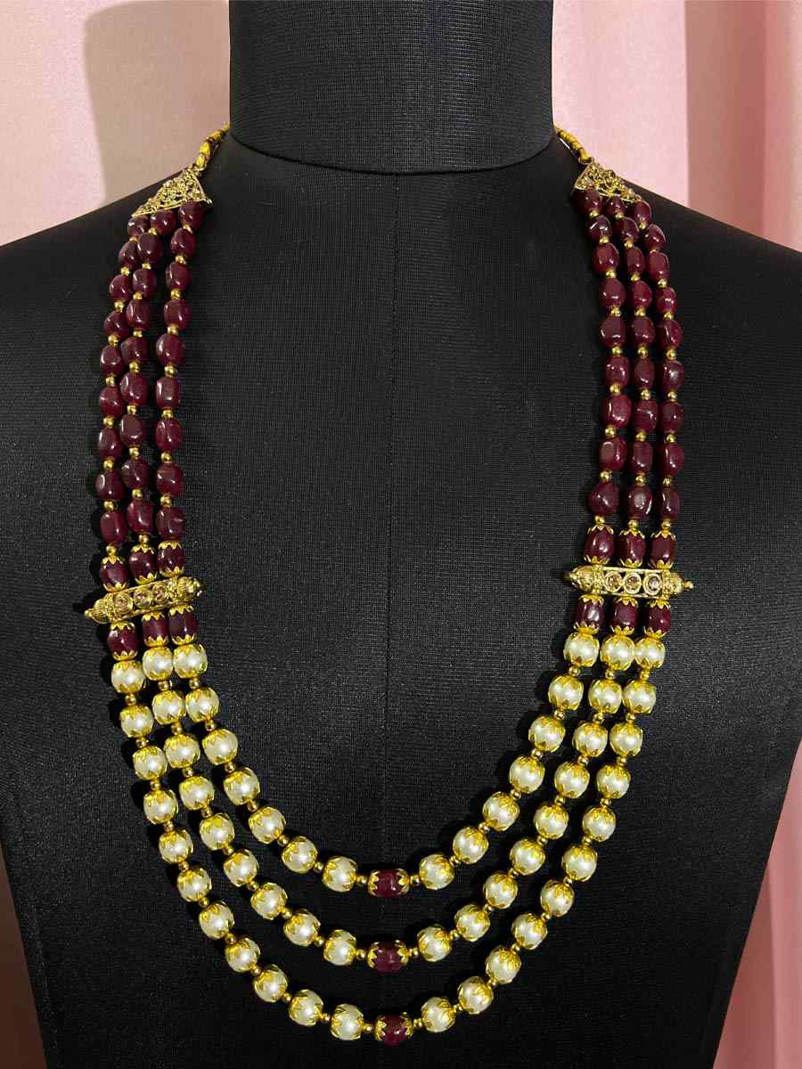 Multi Alloy Moti Groom's Wedding Wear Pearls Necklace