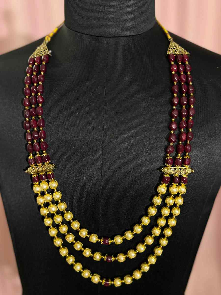 Multi Alloy Moti Groom's Wedding Wear Pearls Necklace