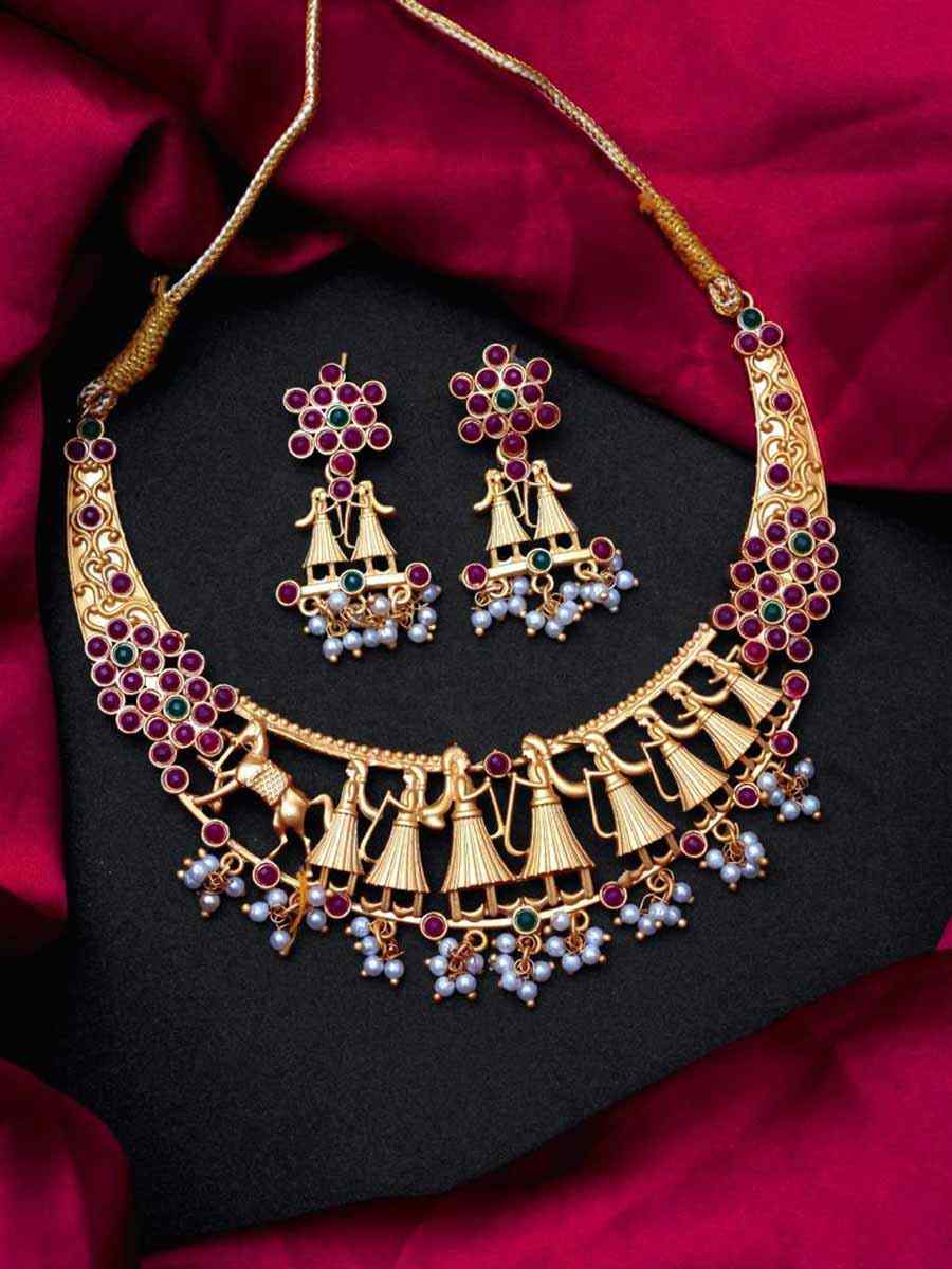 Multi Alloy Traditional Wear Meenakari Necklace