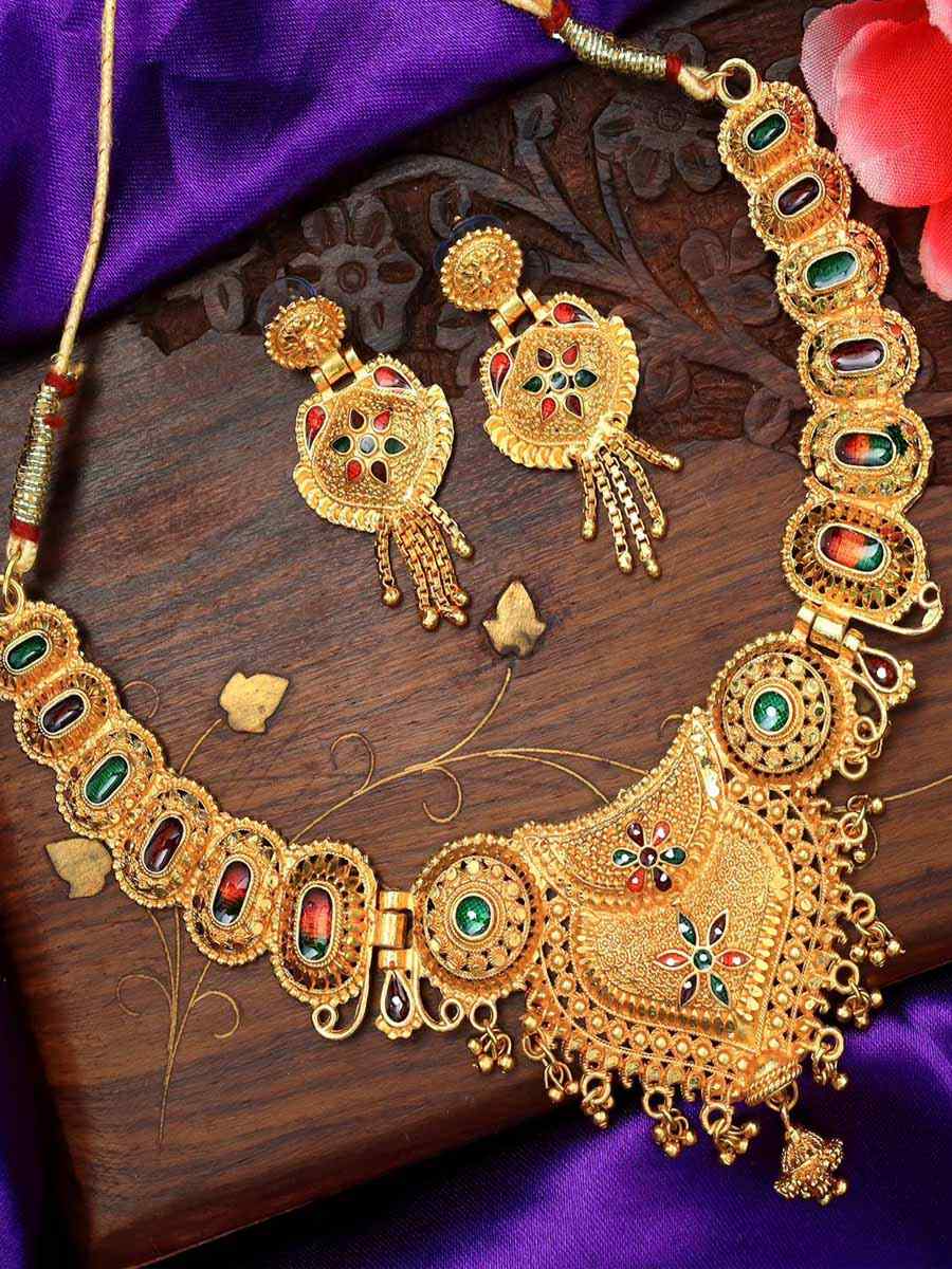 Multi Alloy Traditional Wear Meenakari Necklace