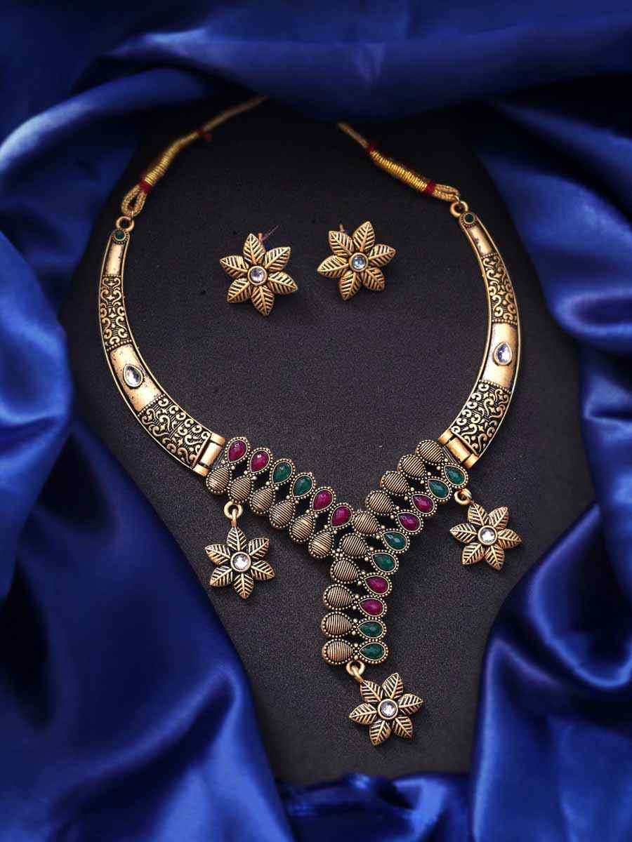 Multi Alloy Traditional Wear Meenakari Necklace