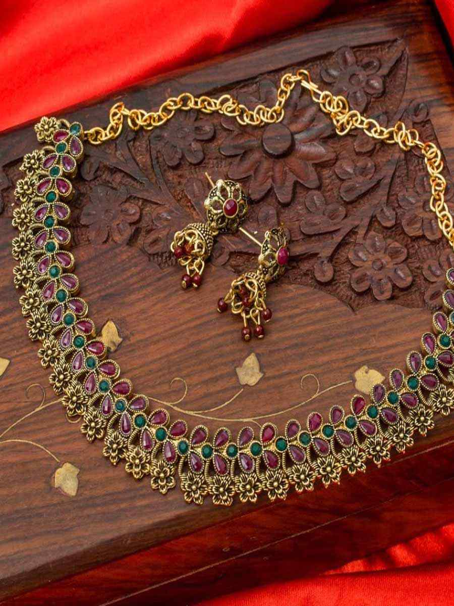 Multi Alloy Traditional Wear Meenakari Necklace