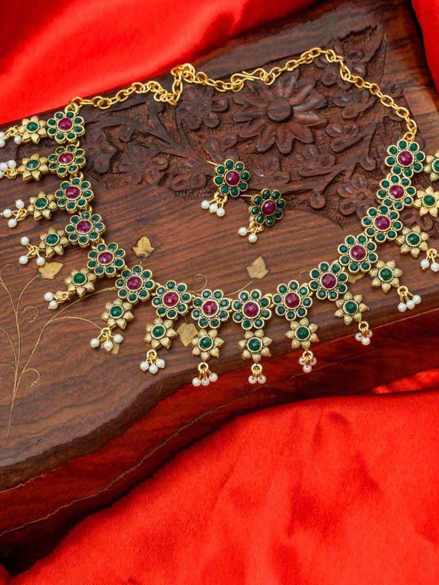 Multi Alloy Traditional Wear Meenakari Necklace