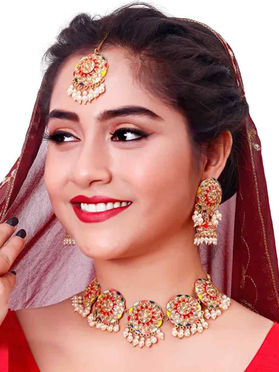Multi Alloy Wedding Wear Kundan Necklace