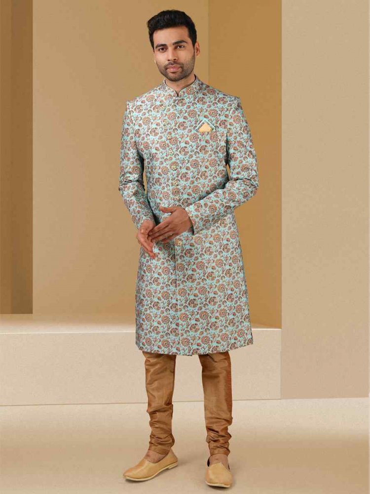 Multi Art Banarasi Printed Festival Party Sherwani