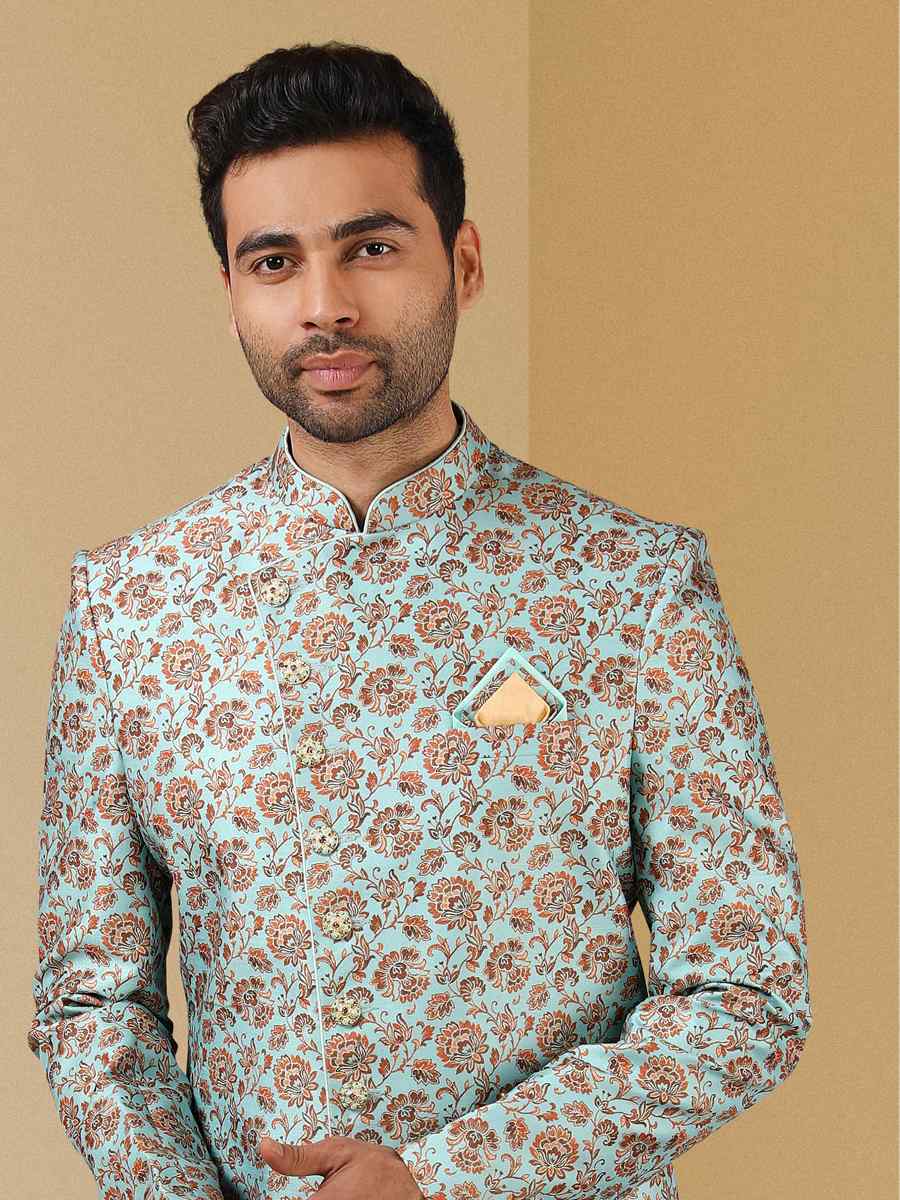 Multi Art Banarasi Printed Festival Party Sherwani