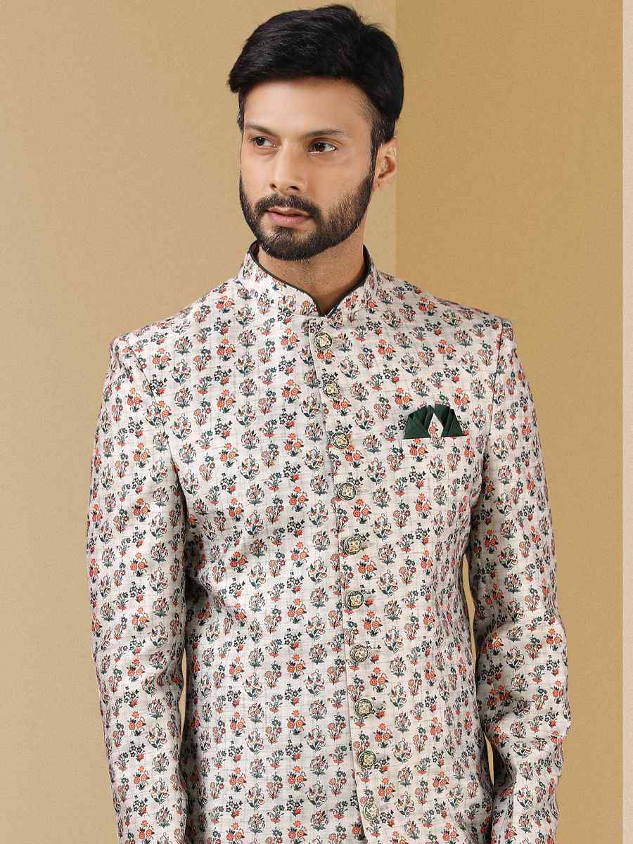 Multi Art Banarasi Printed Festival Party Sherwani