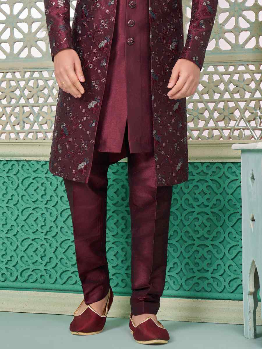 Multi Art Banarasi Silk Embroidered Festival Party Kurta