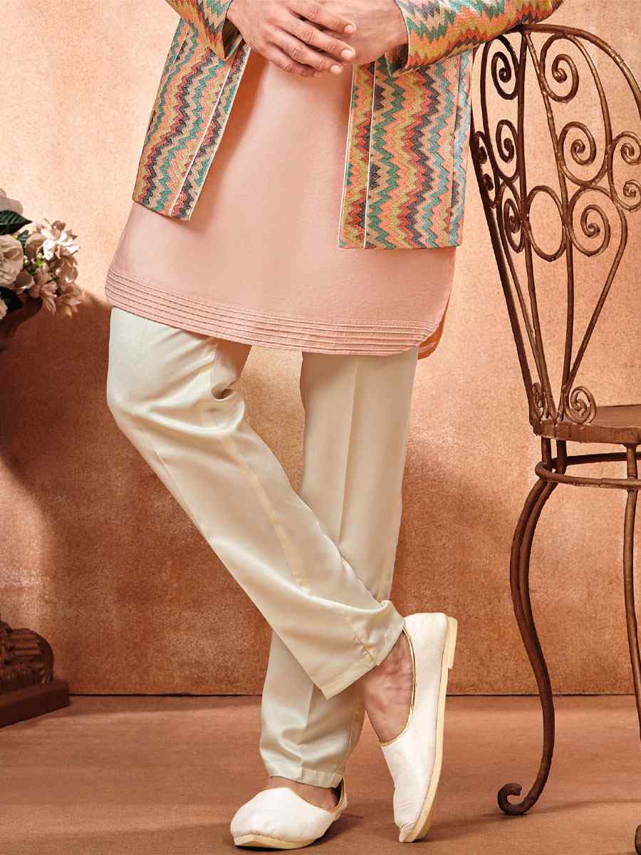 Multi Art Banarasi Silk Embroidered Party Wedding Jodhpuri Sherwani