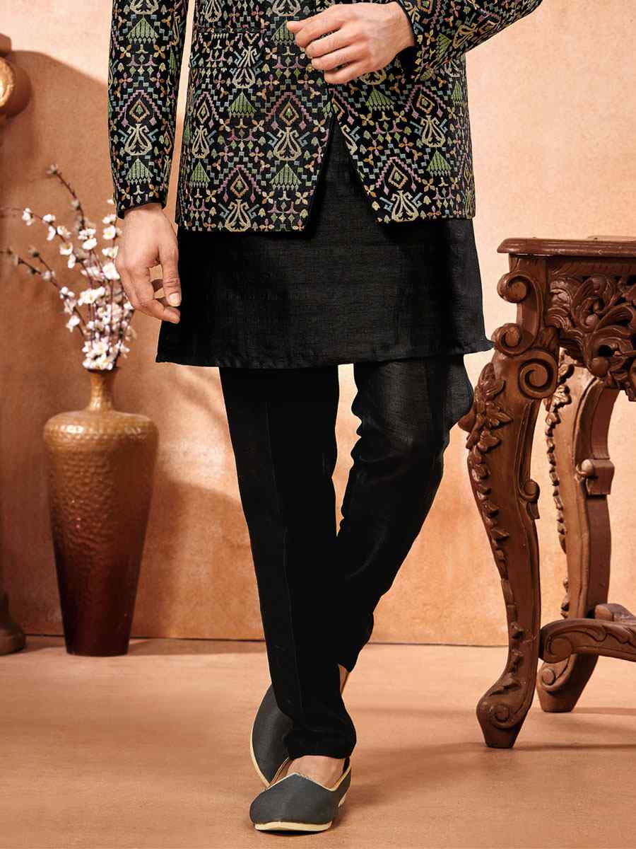 Multi Art Banarasi Silk Embroidered Party Wedding Jodhpuri Sherwani