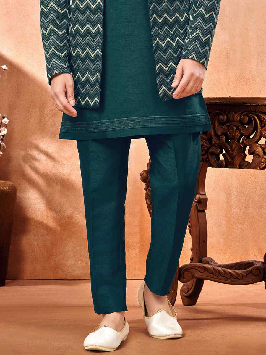 Multi Art Banarasi Silk Embroidered Party Wedding Jodhpuri Sherwani