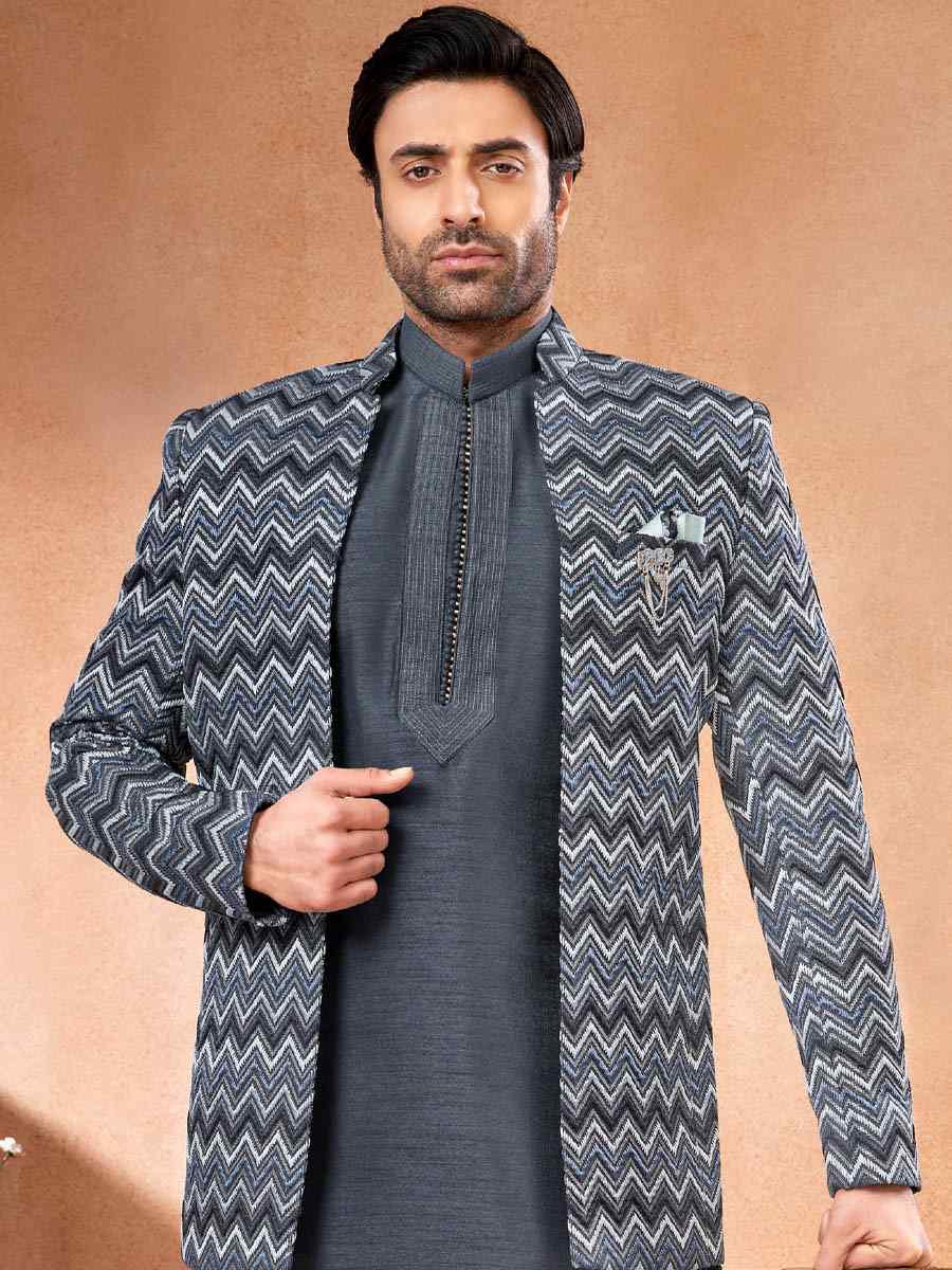 Multi Art Banarasi Silk Embroidered Party Wedding Jodhpuri Sherwani