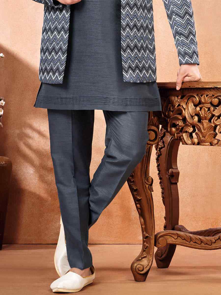 Multi Art Banarasi Silk Embroidered Party Wedding Jodhpuri Sherwani