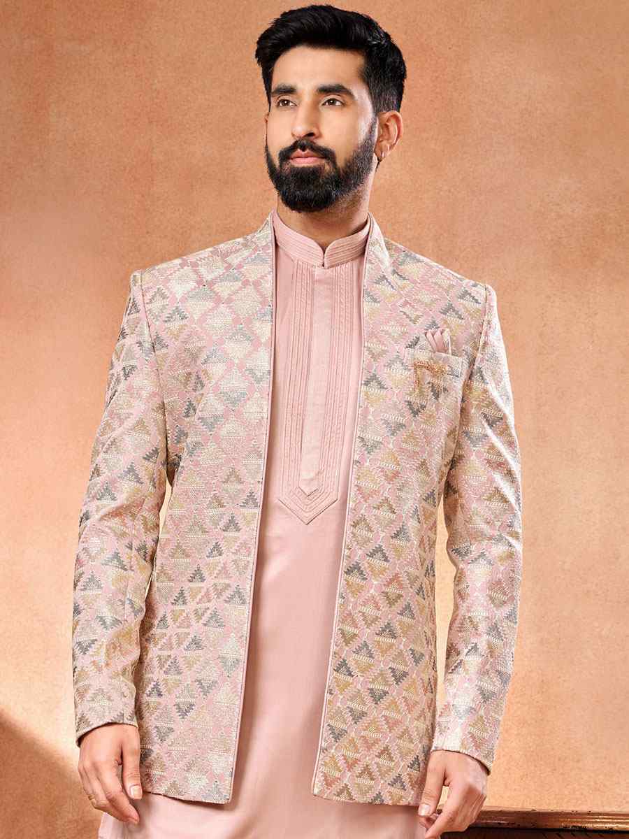 Multi Art Banarasi Silk Embroidered Party Wedding Jodhpuri Sherwani