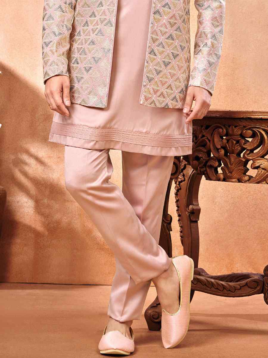 Multi Art Banarasi Silk Embroidered Party Wedding Jodhpuri Sherwani