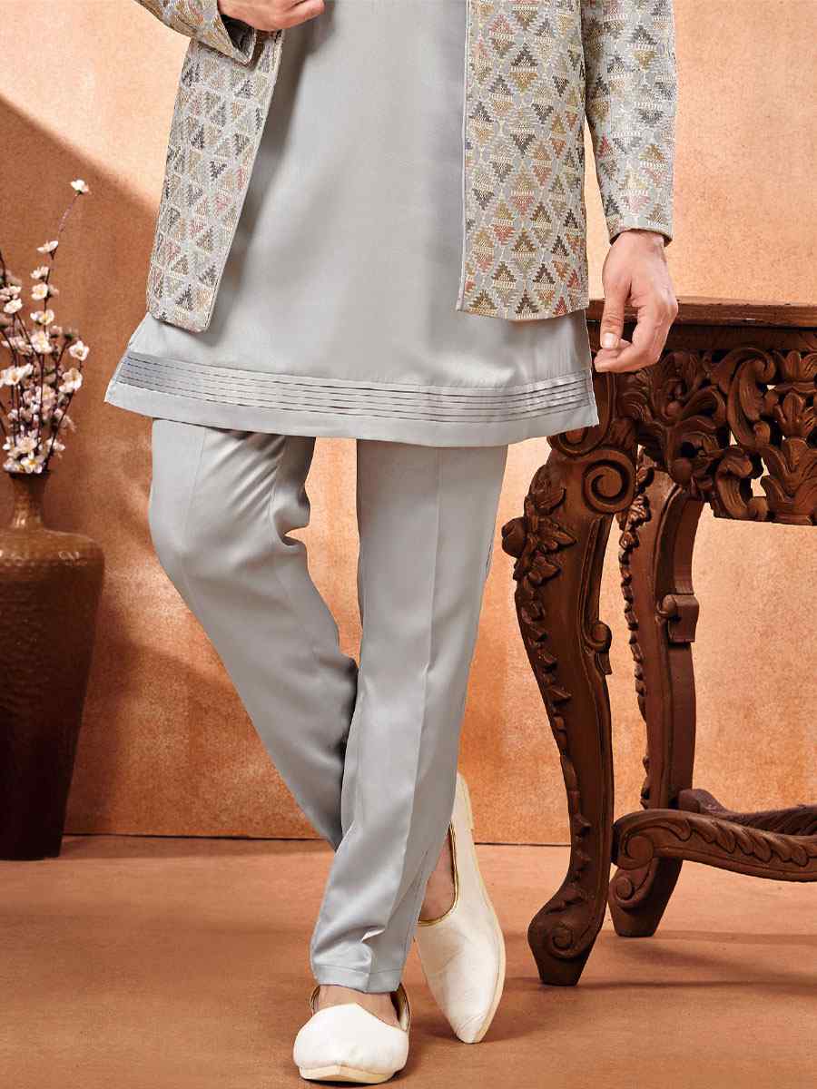 Multi Art Banarasi Silk Embroidered Party Wedding Jodhpuri Sherwani