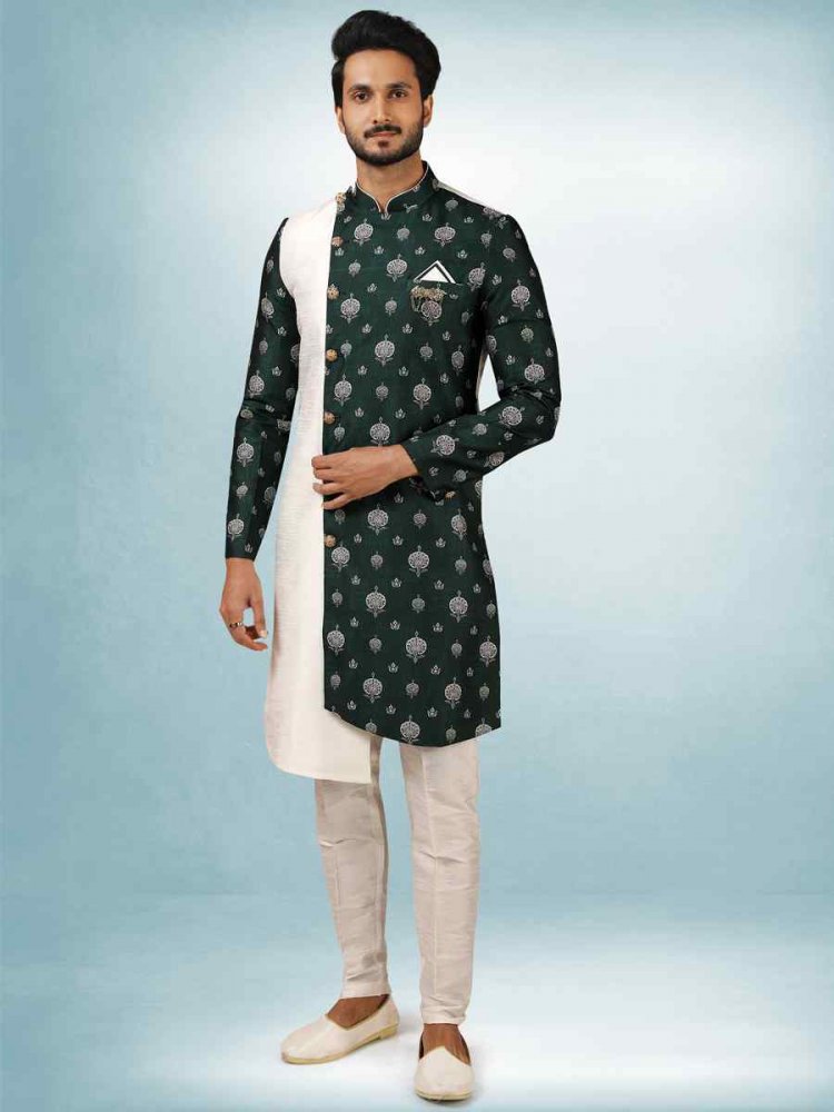 Multi Art Silk Plain Printed Party Wedding Sherwani