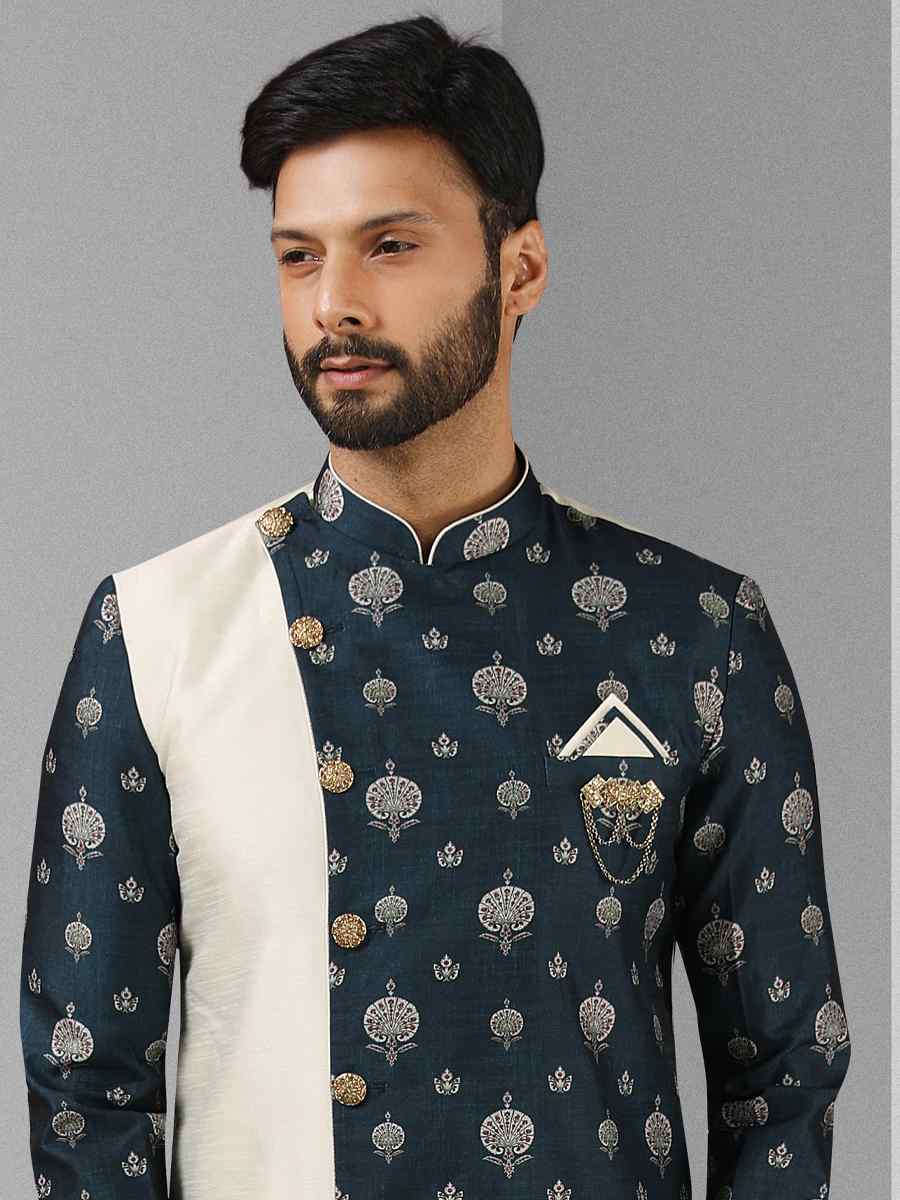 Multi Art Silk Plain Printed Party Wedding Sherwani