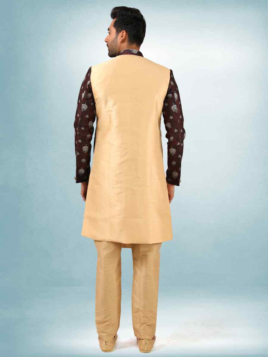 Multi Art Silk Plain Printed Party Wedding Sherwani