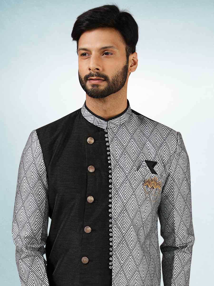 Multi Art Silk Plain Printed Party Wedding Sherwani