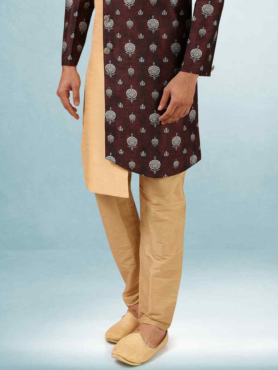 Multi Art Silk Plain Printed Party Wedding Sherwani