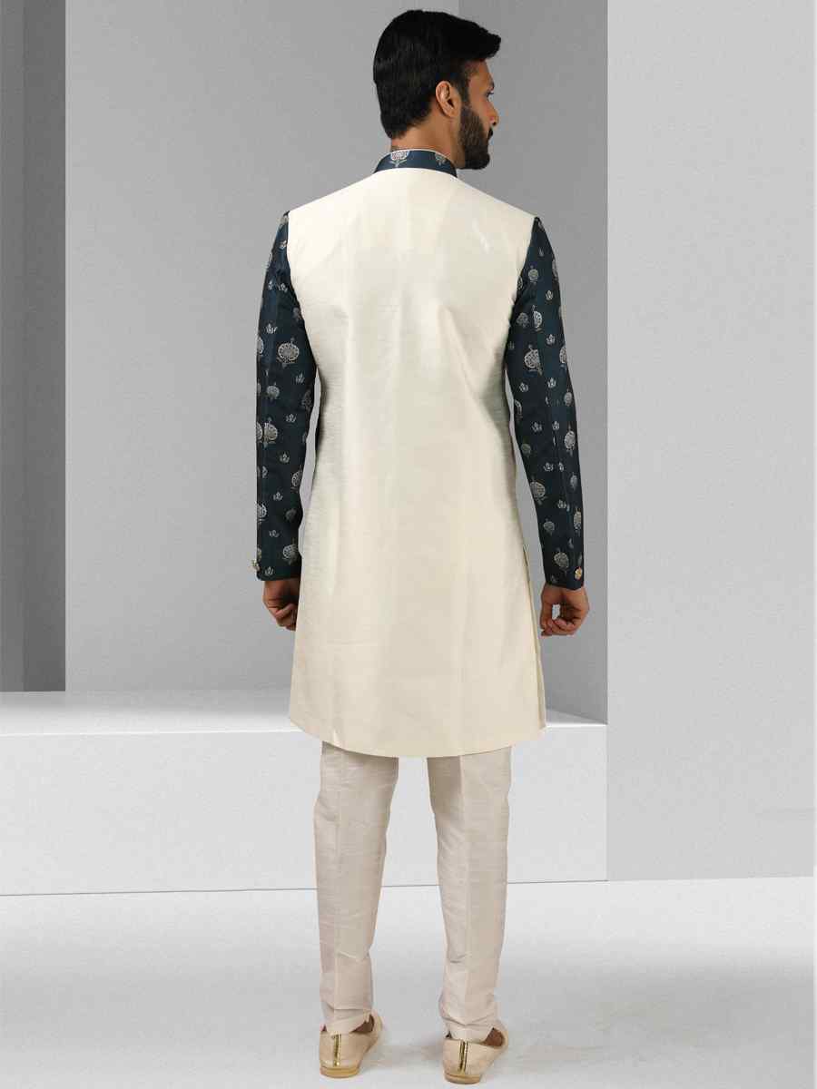 Multi Art Silk Plain Printed Party Wedding Sherwani