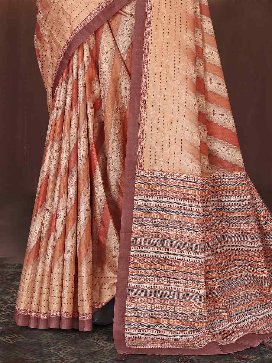 Multi Art Silk Printed Casual Festival Classic Style Saree