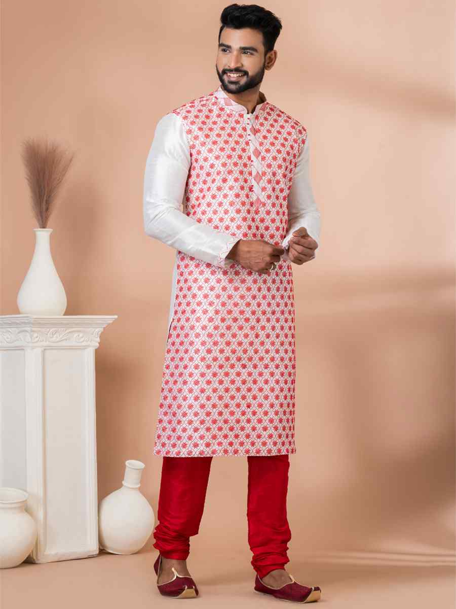 Multi Banarasi Dupion Woven Festival Wedding Kurta