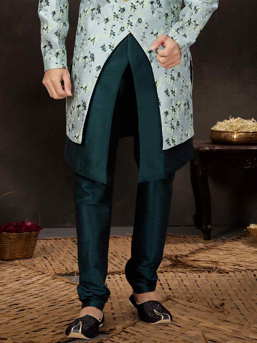 Multi Banarasi Jacquard Embroidered Festival Wedding Sherwani