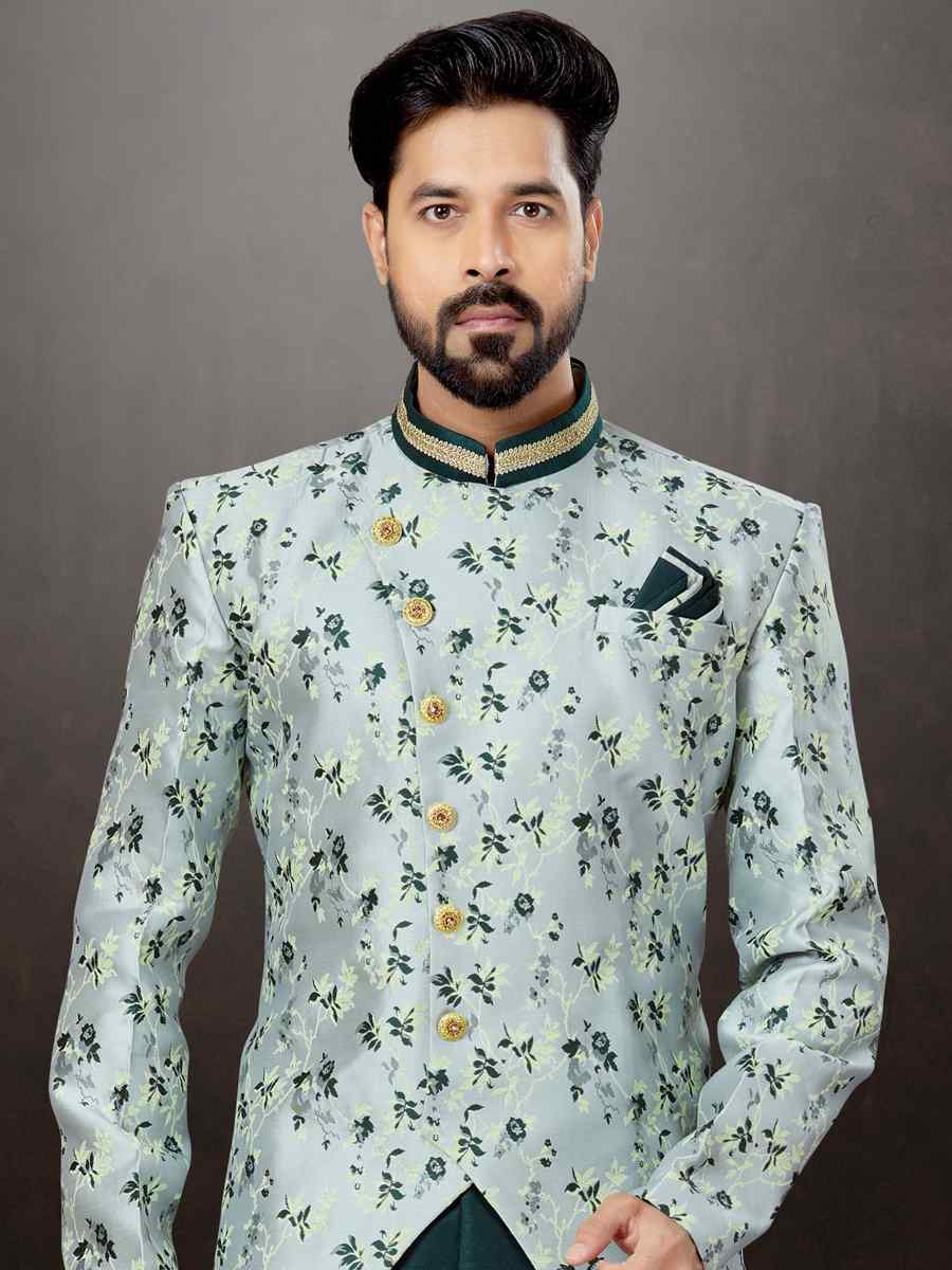 Multi Banarasi Jacquard Embroidered Festival Wedding Sherwani