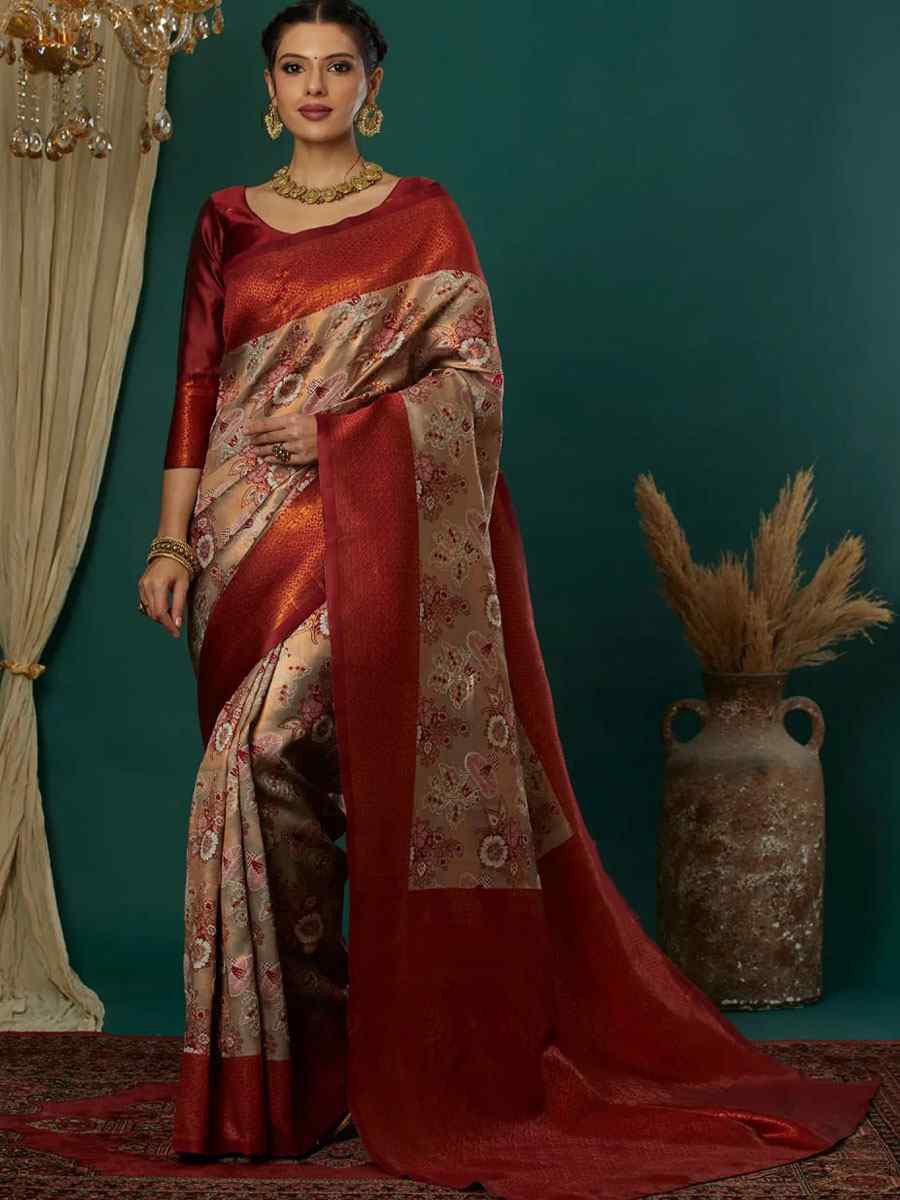 Multi Banarasi Silk Handwoven Traditional Bridal Reception Festival Wedding Fancy Heavy Border Saree