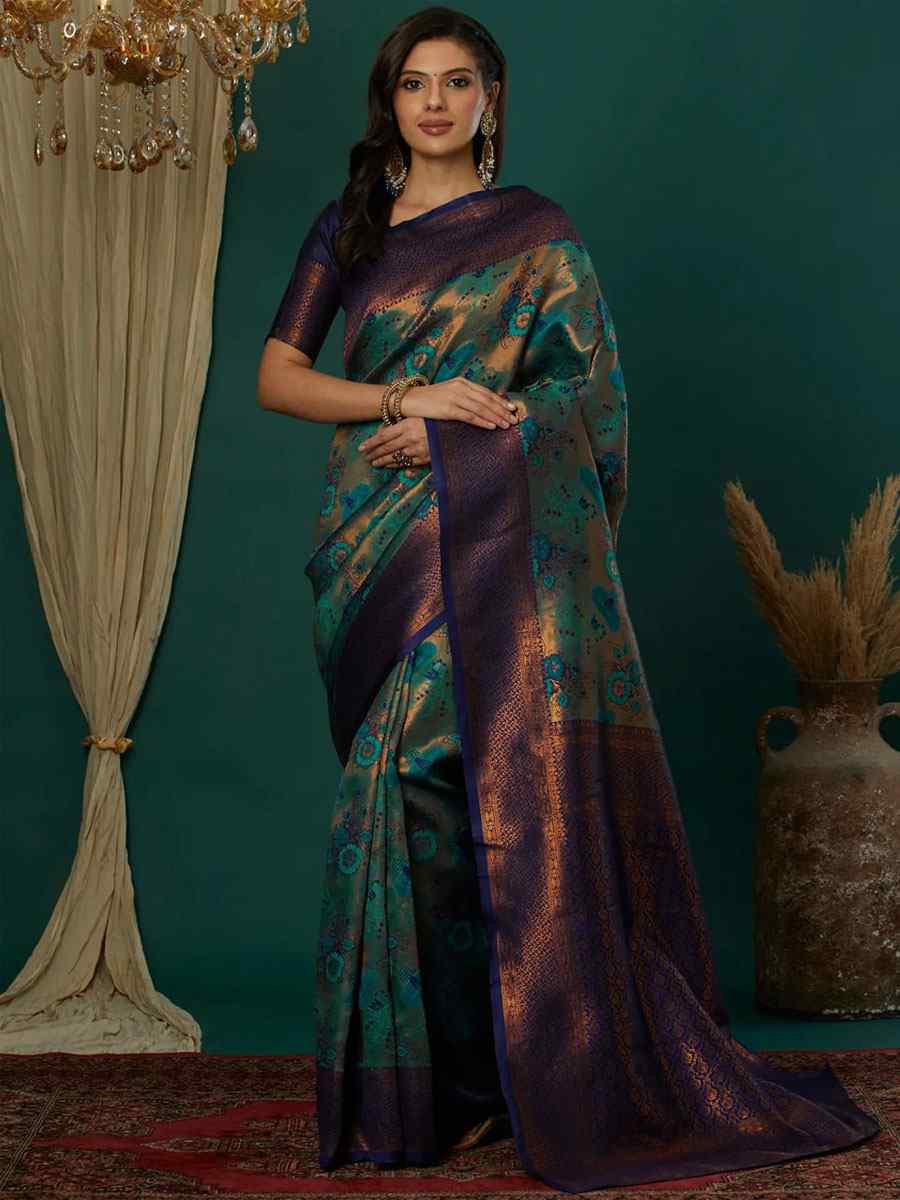 Multi Banarasi Silk Handwoven Traditional Bridal Reception Festival Wedding Fancy Heavy Border Saree