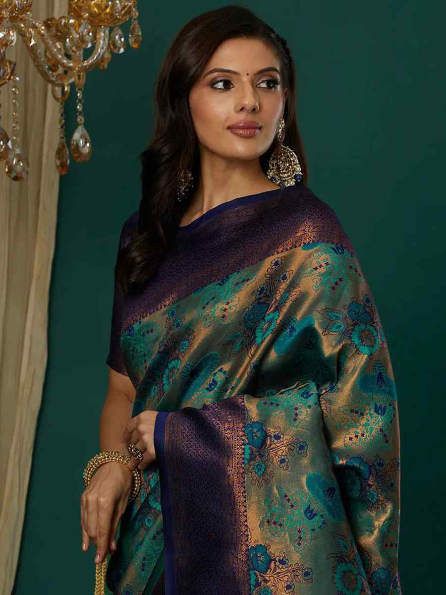 Multi Banarasi Silk Handwoven Traditional Bridal Reception Festival Wedding Fancy Heavy Border Saree
