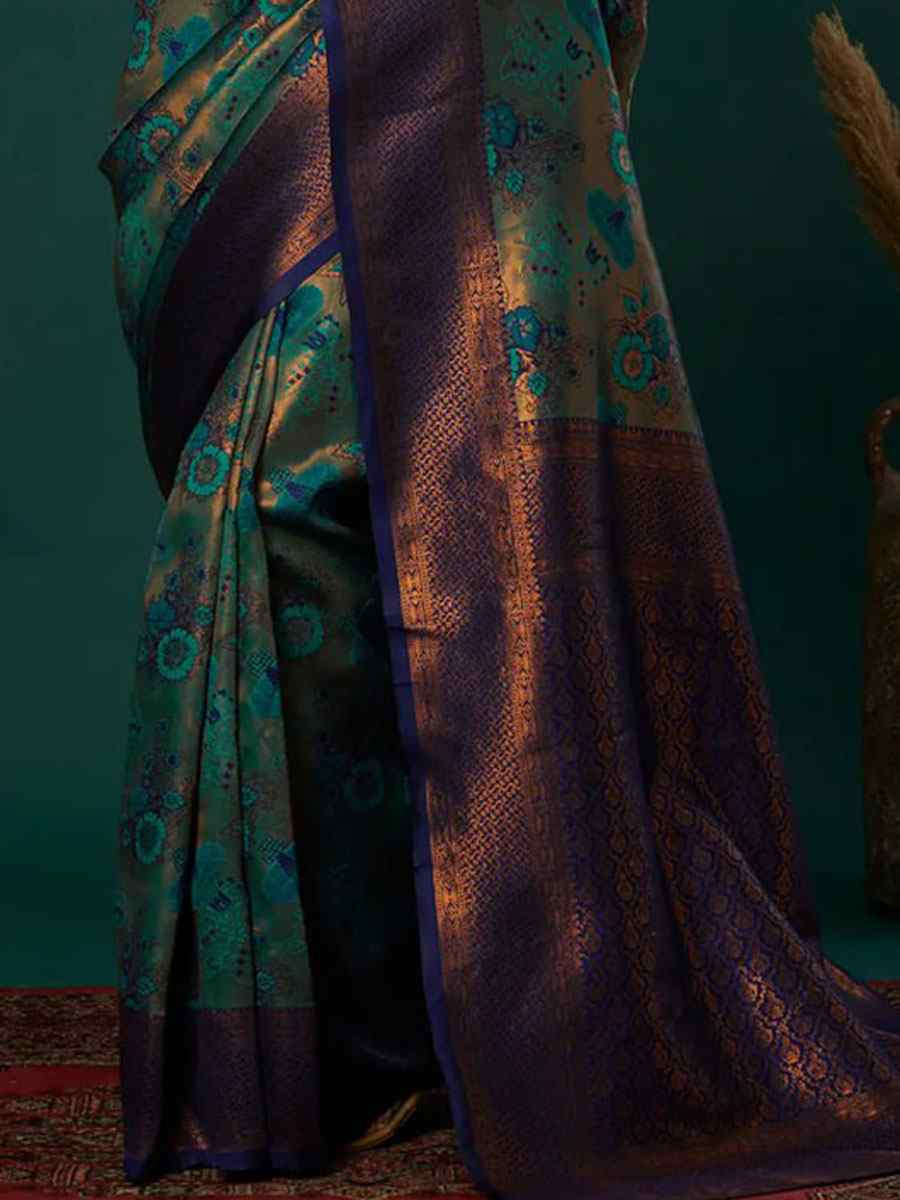 Multi Banarasi Silk Handwoven Traditional Bridal Reception Festival Wedding Fancy Heavy Border Saree