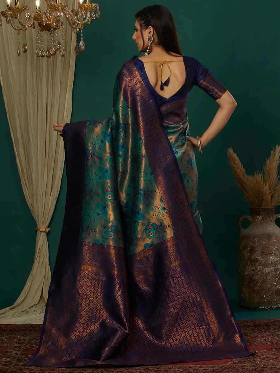 Multi Banarasi Silk Handwoven Traditional Bridal Reception Festival Wedding Fancy Heavy Border Saree