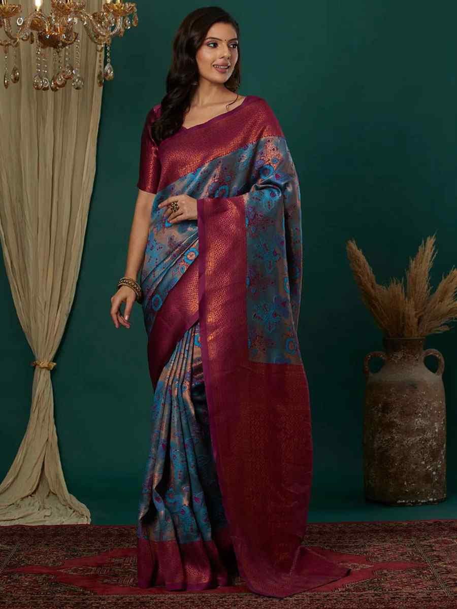 Multi Banarasi Silk Handwoven Traditional Bridal Reception Festival Wedding Fancy Heavy Border Saree