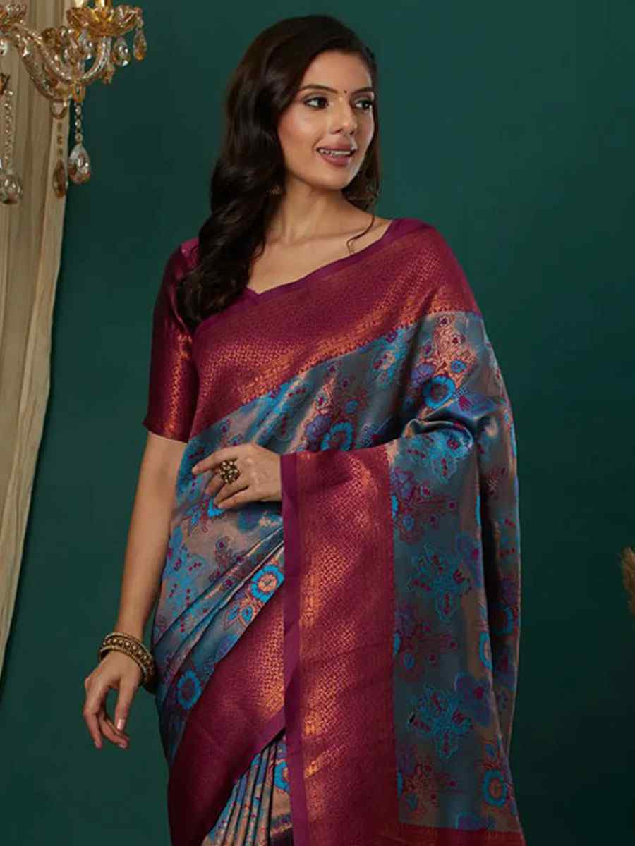 Multi Banarasi Silk Handwoven Traditional Bridal Reception Festival Wedding Fancy Heavy Border Saree