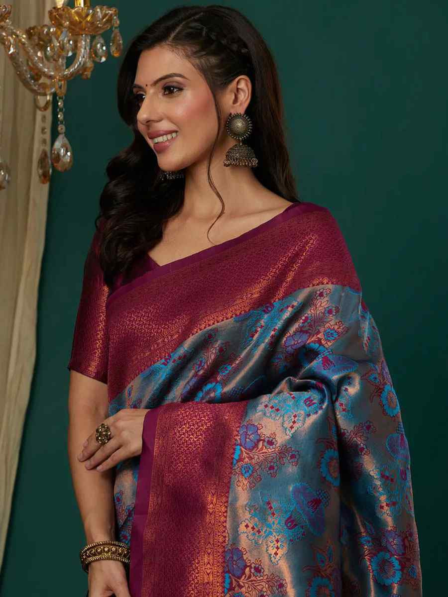 Multi Banarasi Silk Handwoven Traditional Bridal Reception Festival Wedding Fancy Heavy Border Saree