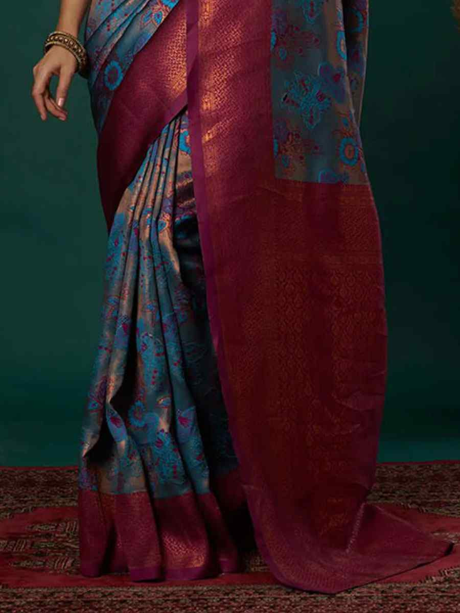 Multi Banarasi Silk Handwoven Traditional Bridal Reception Festival Wedding Fancy Heavy Border Saree