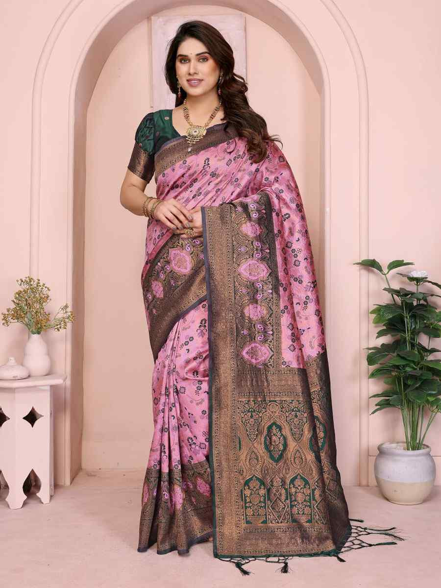 Multi Banarasi Silk Handwoven Traditional Bridal Reception Festival Wedding Fancy Heavy Border Saree