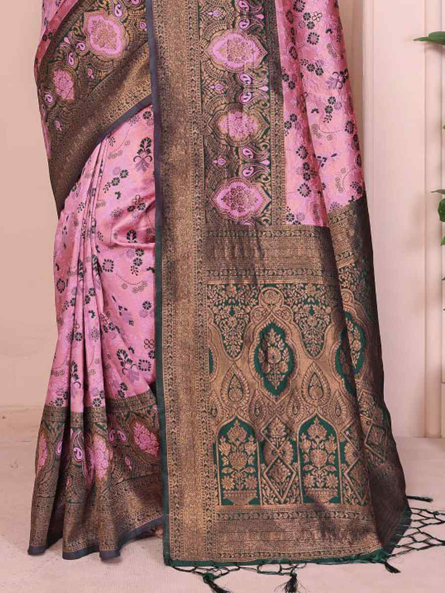 Multi Banarasi Silk Handwoven Traditional Bridal Reception Festival Wedding Fancy Heavy Border Saree