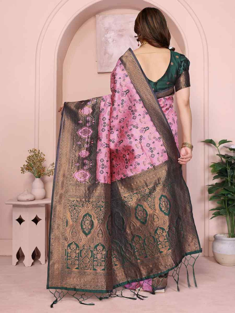 Multi Banarasi Silk Handwoven Traditional Bridal Reception Festival Wedding Fancy Heavy Border Saree