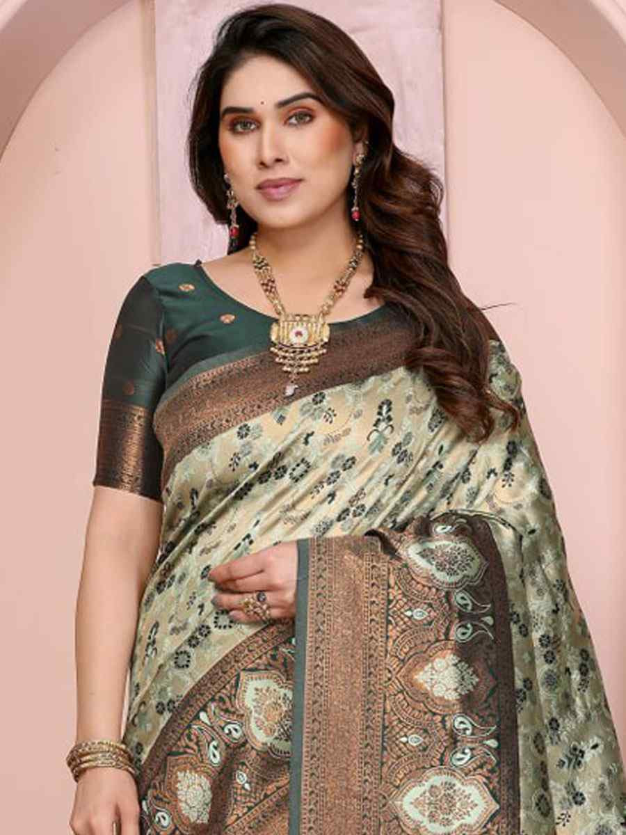 Multi Banarasi Silk Handwoven Traditional Bridal Reception Festival Wedding Fancy Heavy Border Saree