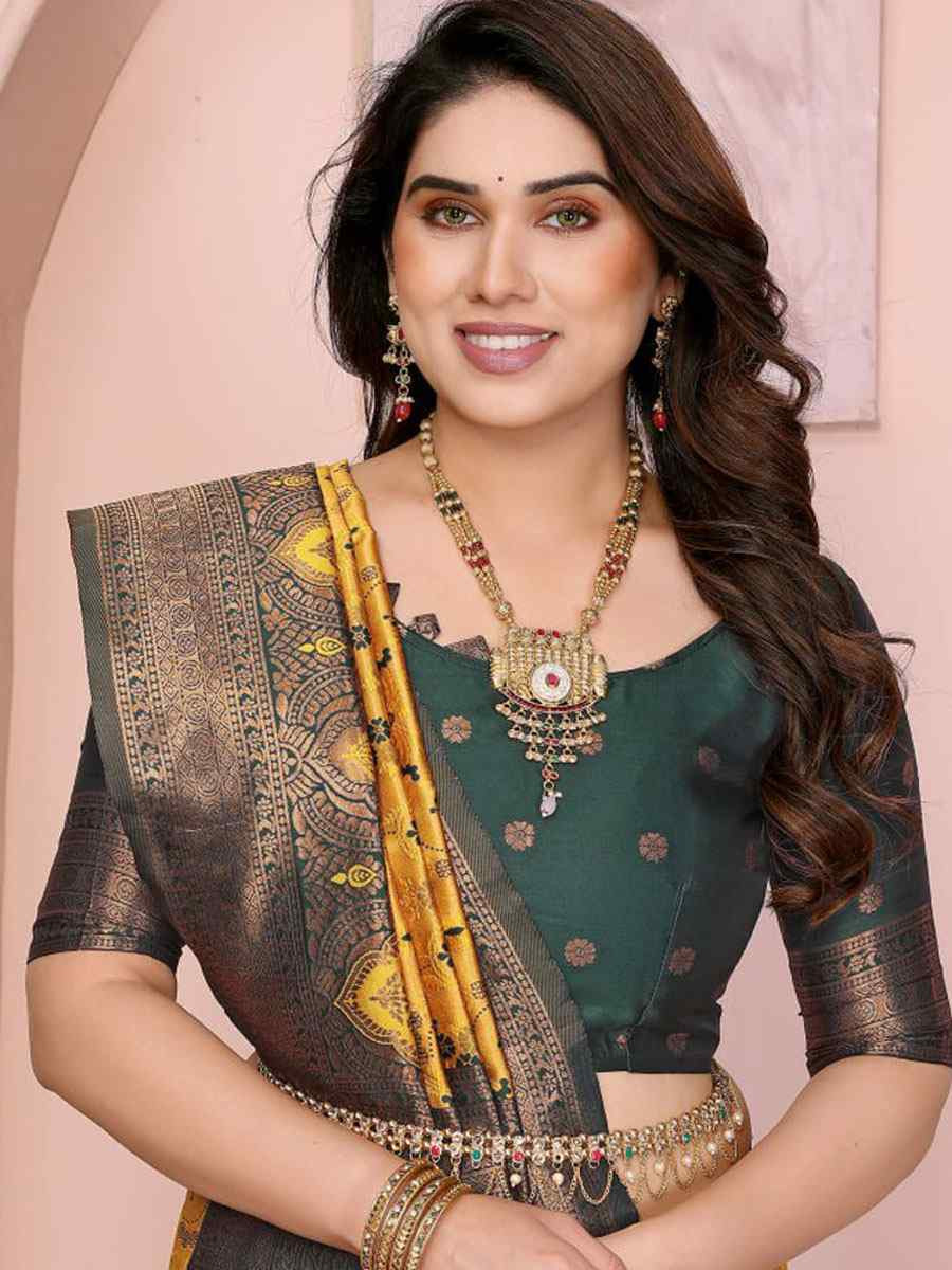 Multi Banarasi Silk Handwoven Traditional Bridal Reception Festival Wedding Fancy Heavy Border Saree