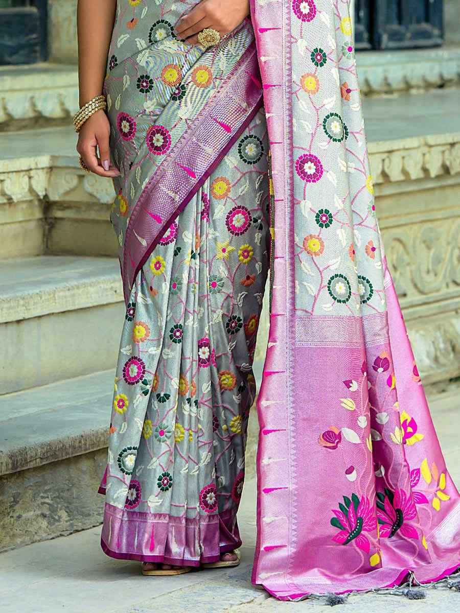 Multi Banarasi Silk Handwoven Wedding Festival Heavy Border Saree